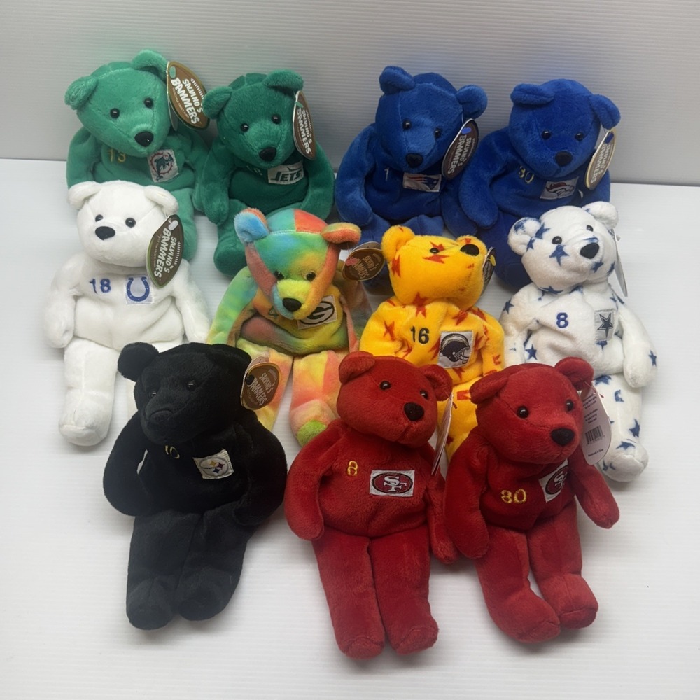 Salvino's Bammers Lot Of 11 NFL Beanie‎ Bears Rice Aikman Cowboys, 49ers & More